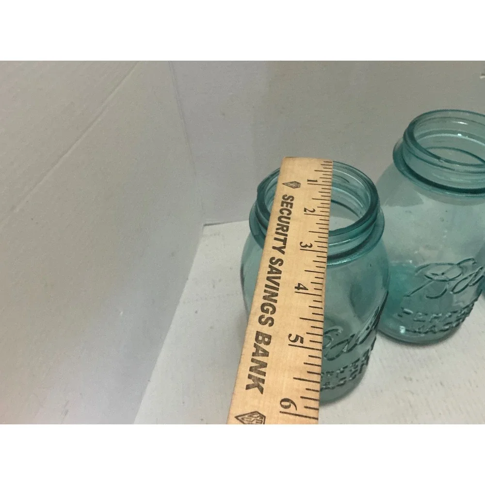 Ball Vintage Mason Jars Set of 4 Aqua Blue Glass Perfect Mason Quart Farmhouse